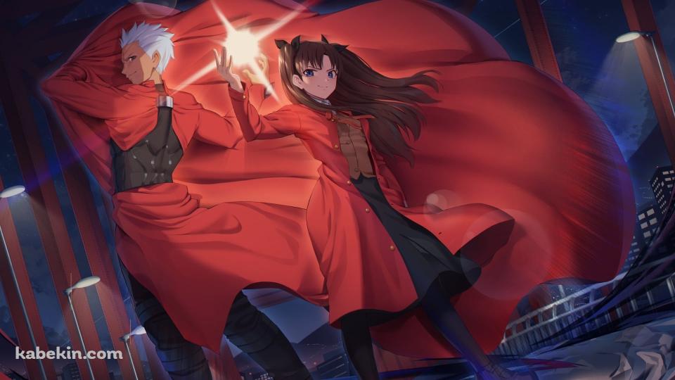 赤い洋服を着た遠坂凛とアーチャー / フェイト／ステイナイト / Fateの壁紙(960px x 540px) 高画質 PC・デスクトップ用