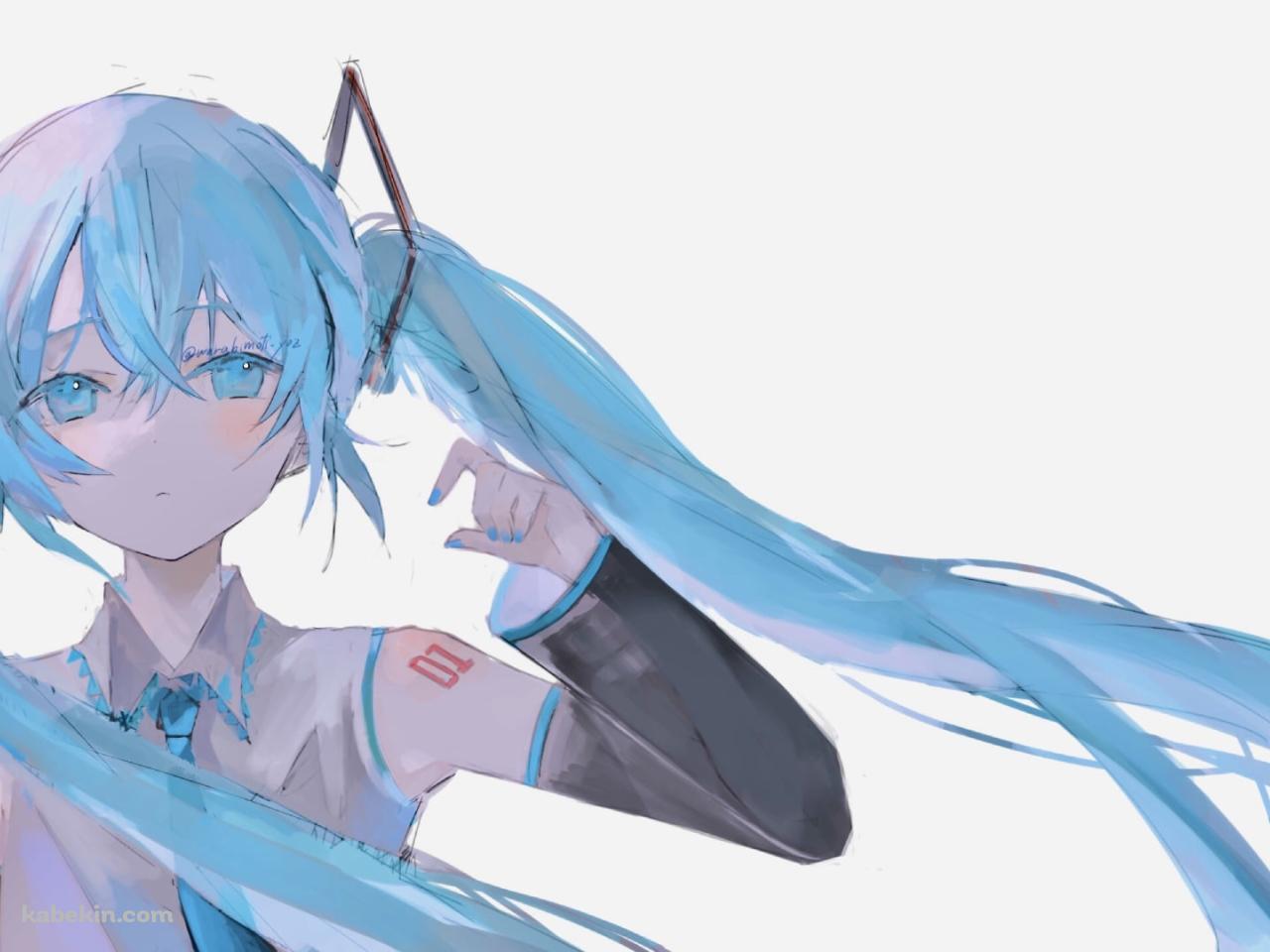 淡い色調で描かれた初音ミク / ロングヘア― / 可愛い / 01 / ボカロ / ボーカロイドの壁紙(1280px x 960px) 高画質 PC・デスクトップ用