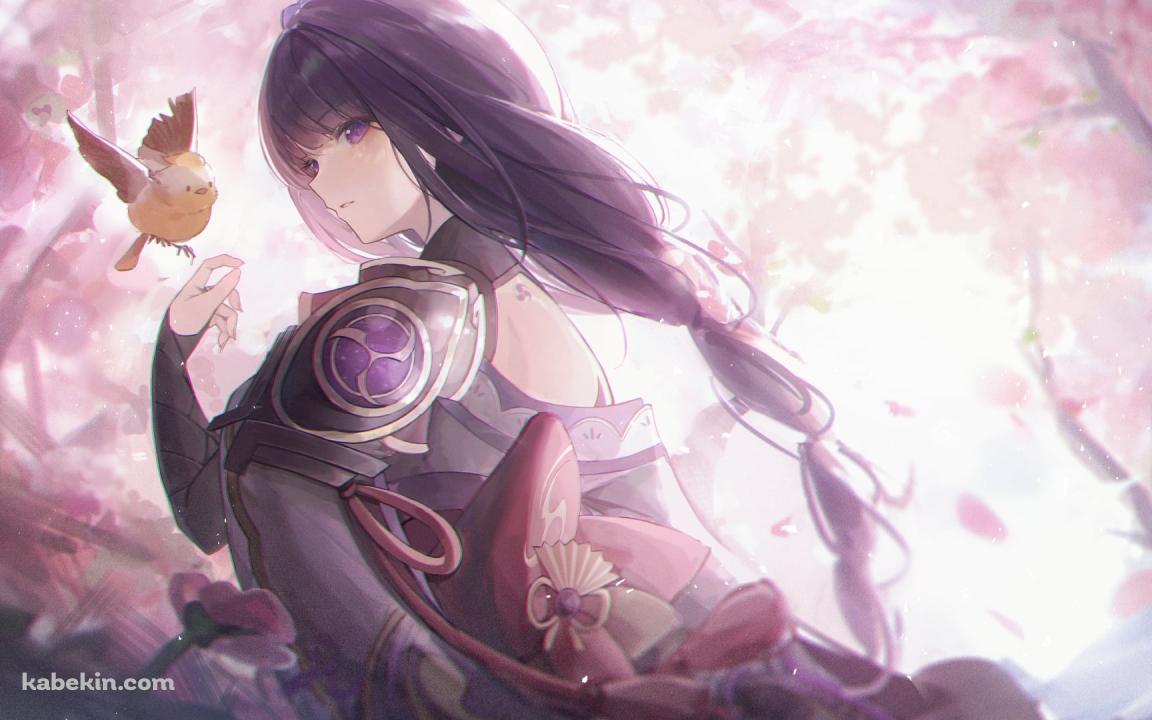 雷電将軍と黄色い可愛い鳥 / 綺麗 / 原神の壁紙(1152px x 720px) 高画質 PC・デスクトップ用