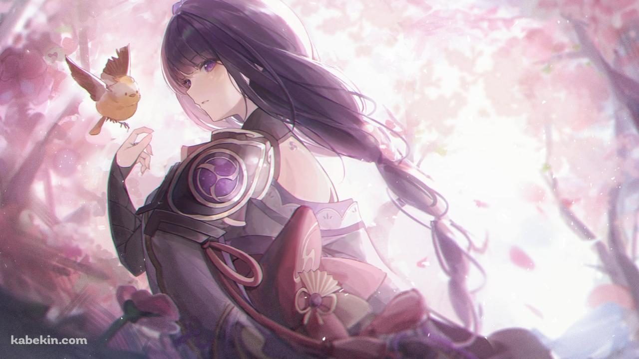 雷電将軍と黄色い可愛い鳥 / 綺麗 / 原神の壁紙(1280px x 720px) 高画質 PC・デスクトップ用