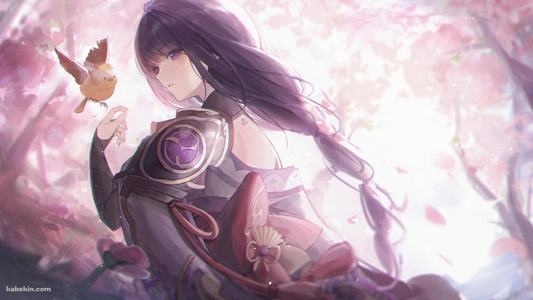 雷電将軍と黄色い可愛い鳥 / 綺麗 / 原神の壁紙(1829px x 1029px) 高画質 PC・デスクトップ用