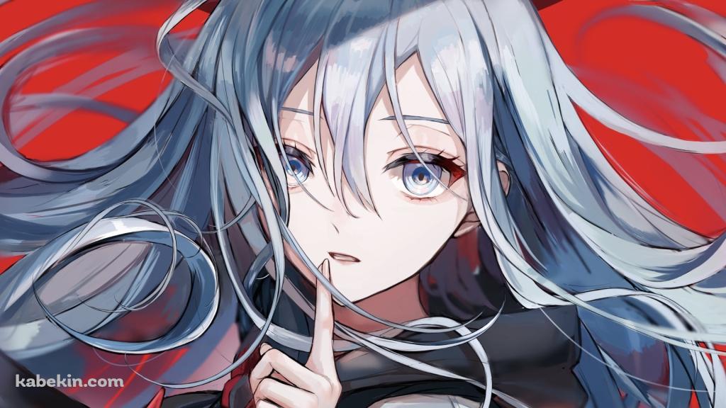 人差し指を口元にあてる綺麗な宵崎奏（よいさきかなで） / 25時、ナイトコードで。 / プロセカ / プロジェクトセカイの壁紙(1024px x 576px) 高画質 PC・デスクトップ用