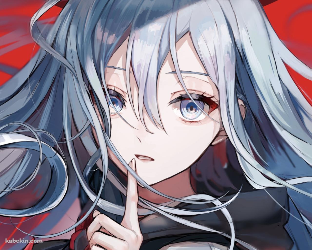 人差し指を口元にあてる綺麗な宵崎奏（よいさきかなで） / 25時、ナイトコードで。 / プロセカ / プロジェクトセカイの壁紙(1280px x 1024px) 高画質 PC・デスクトップ用