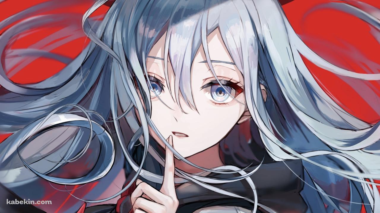 人差し指を口元にあてる綺麗な宵崎奏（よいさきかなで） / 25時、ナイトコードで。 / プロセカ / プロジェクトセカイの壁紙(1280px x 720px) 高画質 PC・デスクトップ用