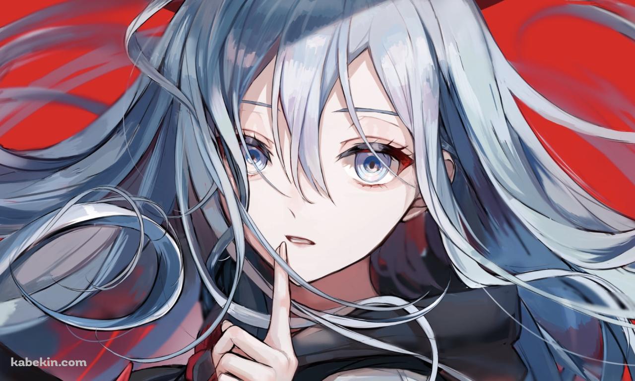 人差し指を口元にあてる綺麗な宵崎奏（よいさきかなで） / 25時、ナイトコードで。 / プロセカ / プロジェクトセカイの壁紙(1280px x 768px) 高画質 PC・デスクトップ用