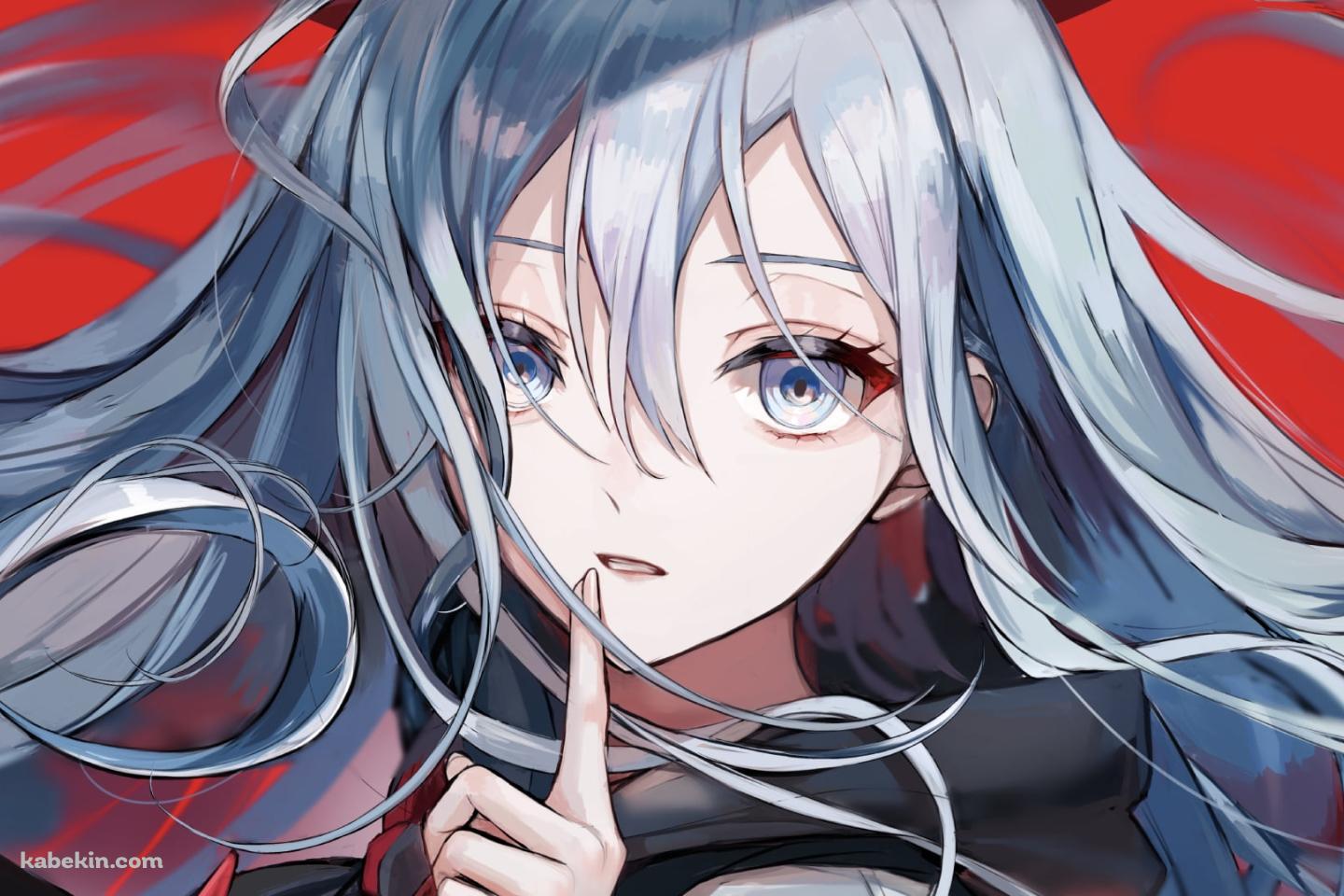 人差し指を口元にあてる綺麗な宵崎奏（よいさきかなで） / 25時、ナイトコードで。 / プロセカ / プロジェクトセカイの壁紙(1440px x 960px) 高画質 PC・デスクトップ用