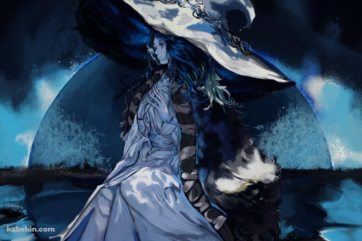 青みがかった魔女ラニと月 / エルデンリングの壁紙(1152px x 768px) 高画質 PC・デスクトップ用