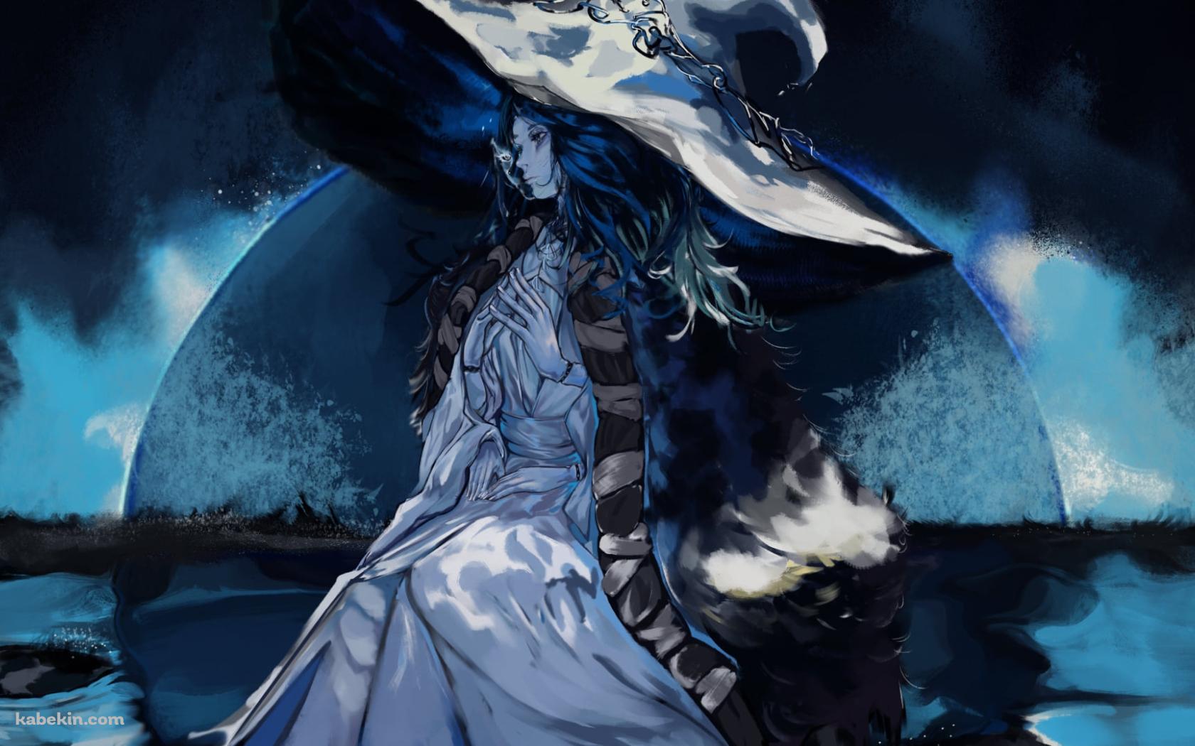 青みがかった魔女ラニと月 / エルデンリングの壁紙(1680px x 1050px) 高画質 PC・デスクトップ用