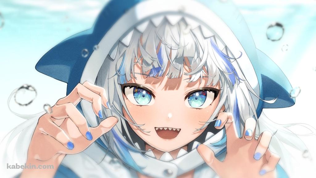 海の中でポーズをとる可愛いがうる・ぐら / 水泡 / 笑顔 / ホロライブ / バーチャルYouTuber / Vtuberの壁紙(1024px x 576px) 高画質 PC・デスクトップ用