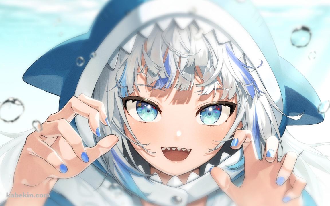 海の中でポーズをとる可愛いがうる・ぐら / 水泡 / 笑顔 / ホロライブ / バーチャルYouTuber / Vtuberの壁紙(1152px x 720px) 高画質 PC・デスクトップ用