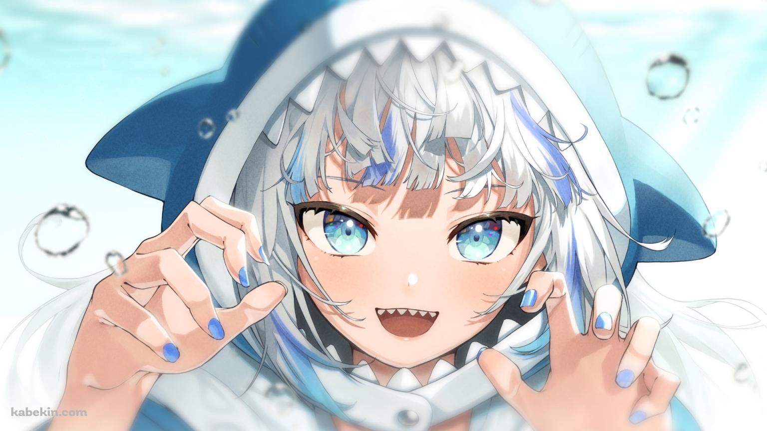 海の中でポーズをとる可愛いがうる・ぐら / 水泡 / 笑顔 / ホロライブ / バーチャルYouTuber / Vtuberの壁紙(1536px x 864px) 高画質 PC・デスクトップ用