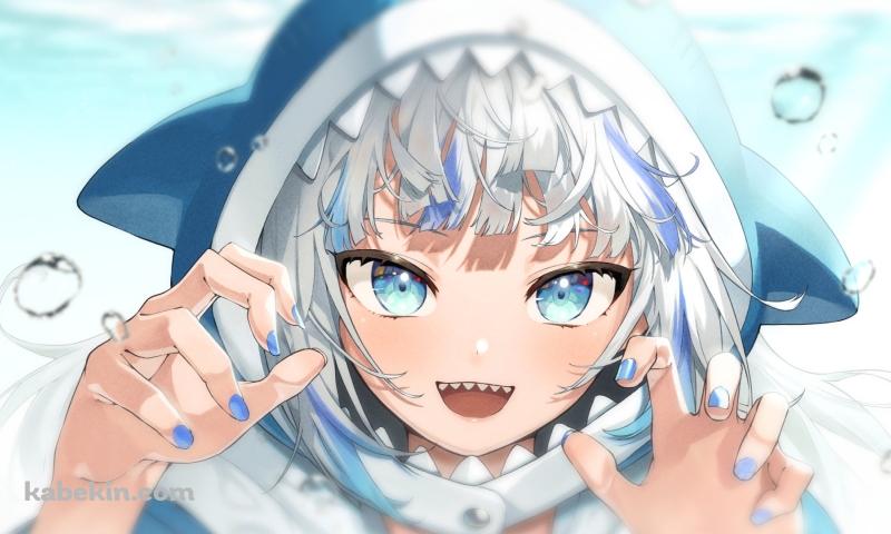 海の中でポーズをとる可愛いがうる・ぐら / 水泡 / 笑顔 / ホロライブ / バーチャルYouTuber / Vtuberの壁紙(800px x 480px) 高画質 PC・デスクトップ用