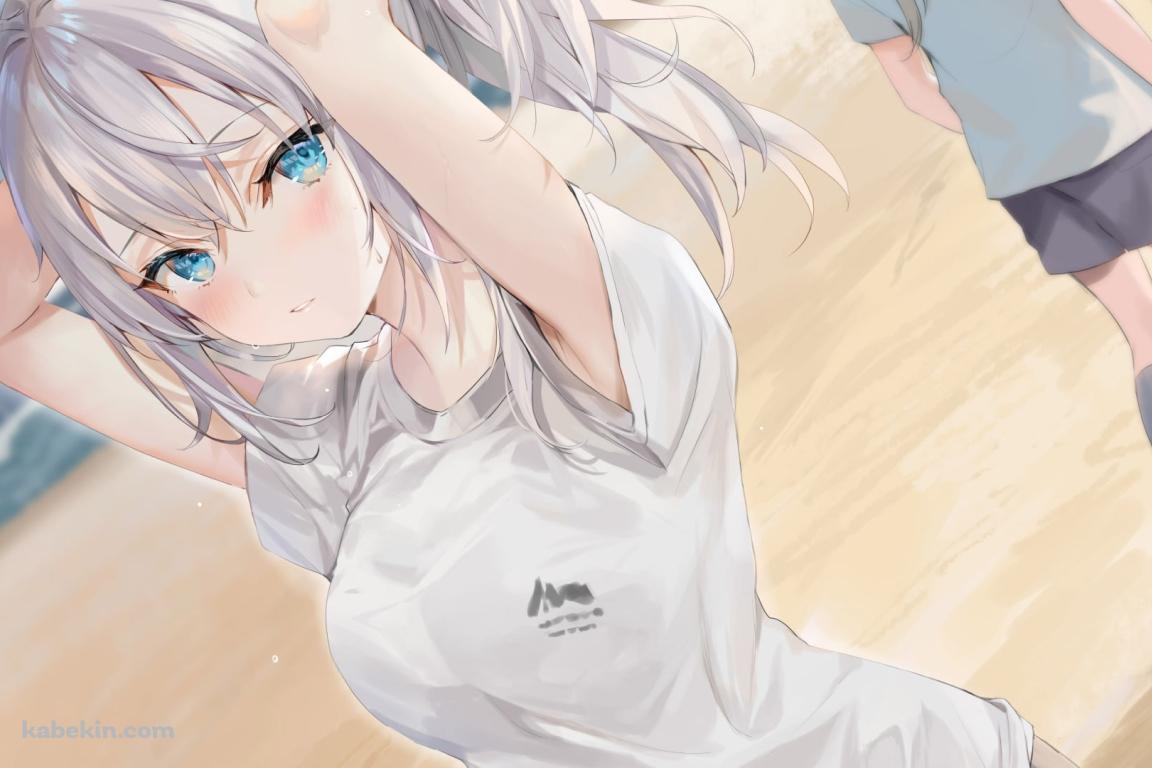 髪を結わいている体操服を着た可愛いアリサ・ミハイロヴナ・九条 / 時々ボソッとロシア語でデレる隣のアーリャさん / ライトノベルの壁紙(1152px x 768px) 高画質 PC・デスクトップ用