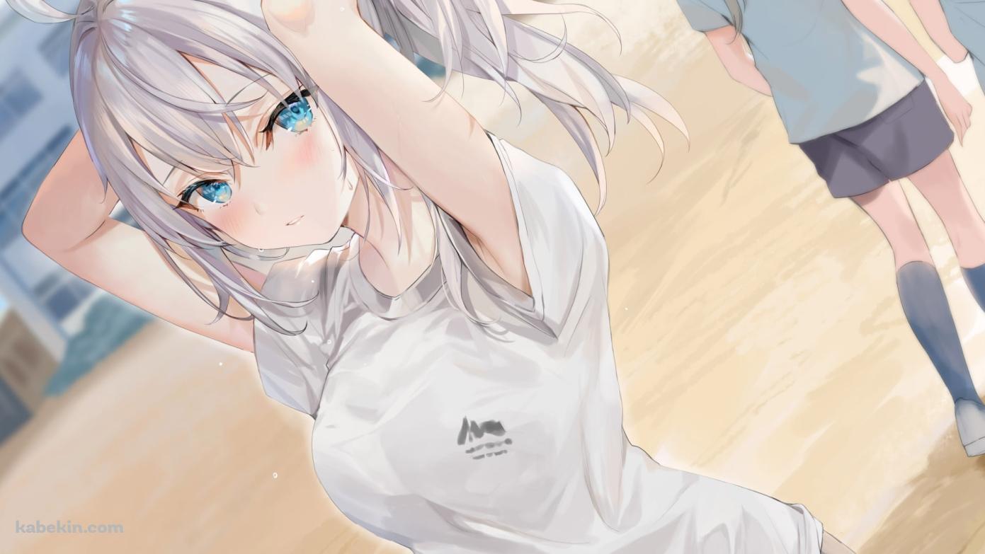 髪を結わいている体操服を着た可愛いアリサ・ミハイロヴナ・九条 / 時々ボソッとロシア語でデレる隣のアーリャさん / ライトノベルの壁紙(1391px x 783px) 高画質 PC・デスクトップ用