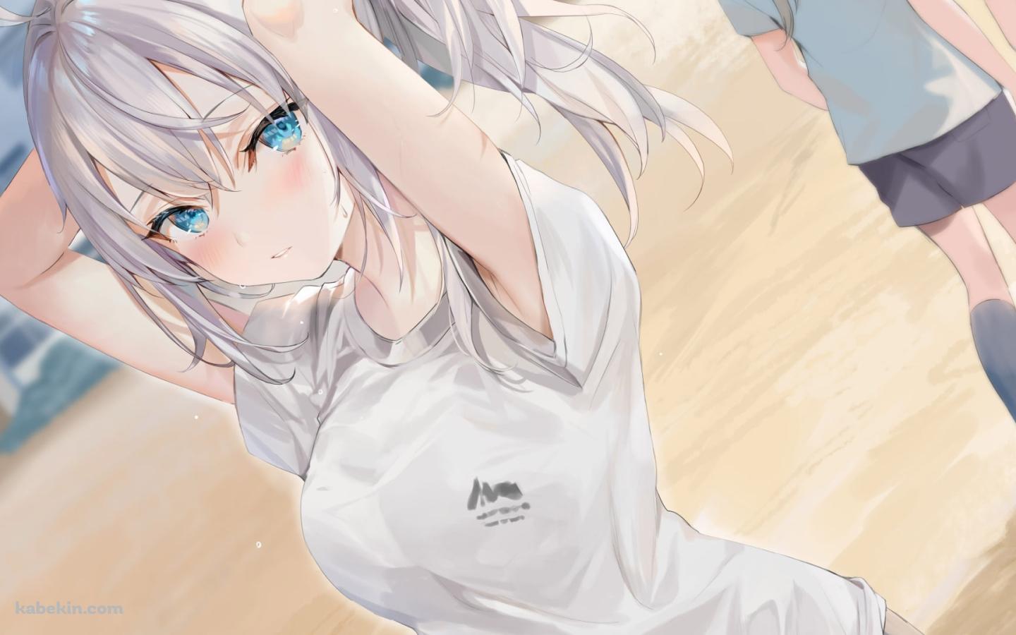 髪を結わいている体操服を着た可愛いアリサ・ミハイロヴナ・九条 / 時々ボソッとロシア語でデレる隣のアーリャさん / ライトノベルの壁紙(1440px x 900px) 高画質 PC・デスクトップ用