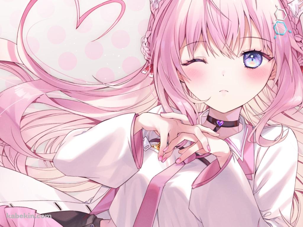 指をからめてウィンクをする可愛い博衣こより / ホロライブ / バーチャルYouTuber / Vtuberの壁紙(1024px x 768px) 高画質 PC・デスクトップ用