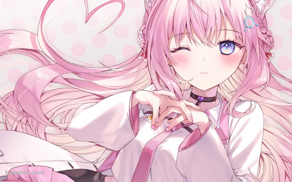 指をからめてウィンクをする可愛い博衣こより / ホロライブ / バーチャルYouTuber / Vtuberの壁紙(1152px x 720px) 高画質 PC・デスクトップ用