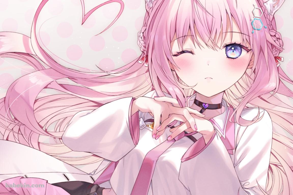 指をからめてウィンクをする可愛い博衣こより / ホロライブ / バーチャルYouTuber / Vtuberの壁紙(1152px x 768px) 高画質 PC・デスクトップ用