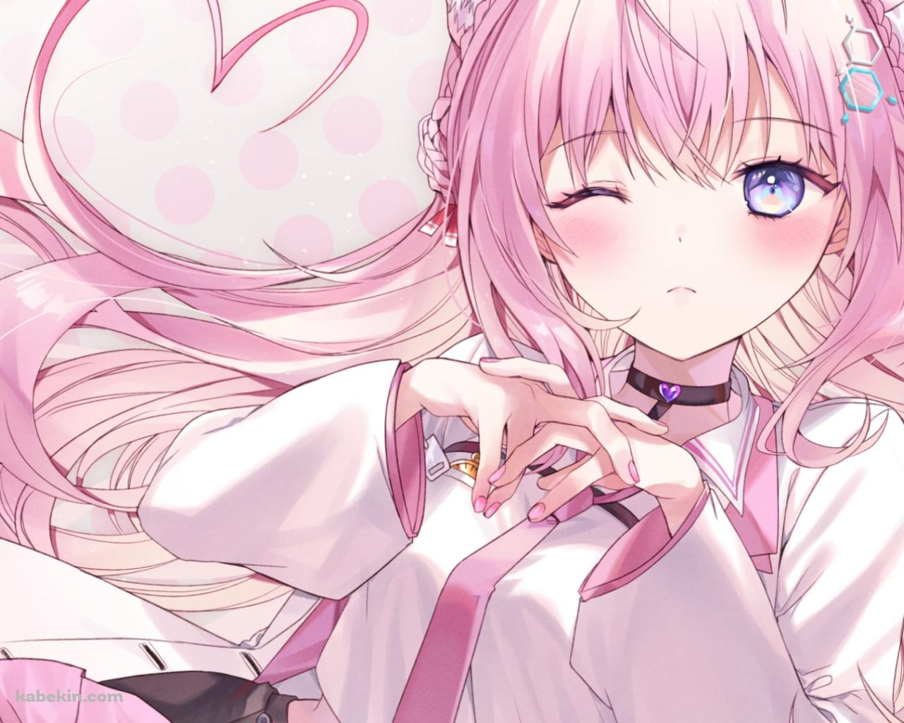 指をからめてウィンクをする可愛い博衣こより / ホロライブ / バーチャルYouTuber / Vtuberの壁紙(1280px x 1024px) 高画質 PC・デスクトップ用