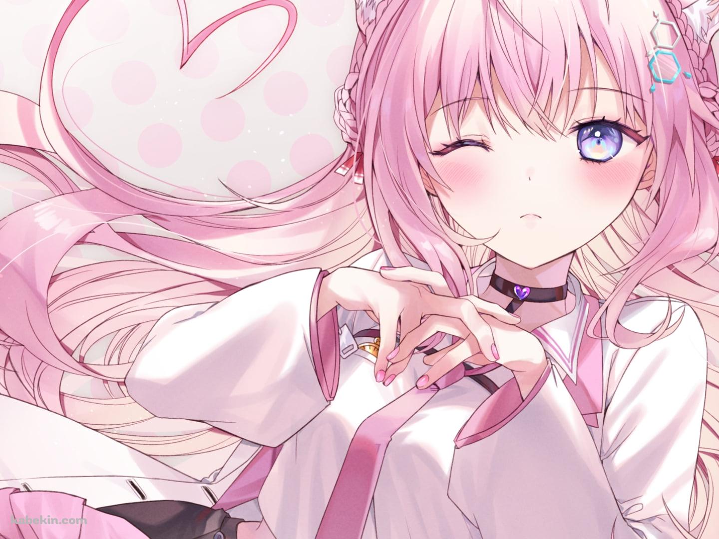 指をからめてウィンクをする可愛い博衣こより / ホロライブ / バーチャルYouTuber / Vtuberの壁紙(1440px x 1080px) 高画質 PC・デスクトップ用