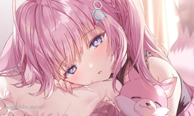 ウトウトする博衣こよりとココロ（コヨーテロボット） / ホロライブ / バーチャルYouTuber / Vtuberの壁紙(800px x 480px) 高画質 PC・デスクトップ用