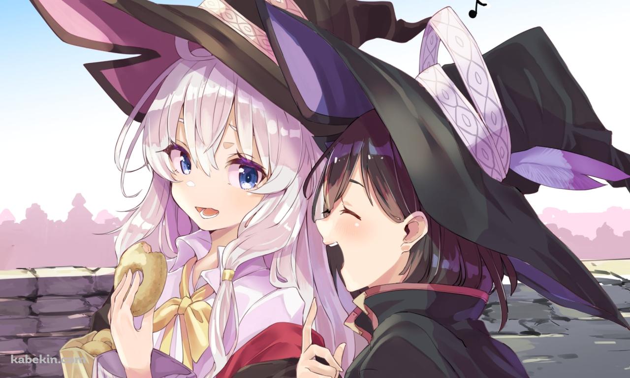 ドーナツを食べながら談笑するイレイナとサヤ / 魔女の旅々の壁紙(1280px x 768px) 高画質 PC・デスクトップ用