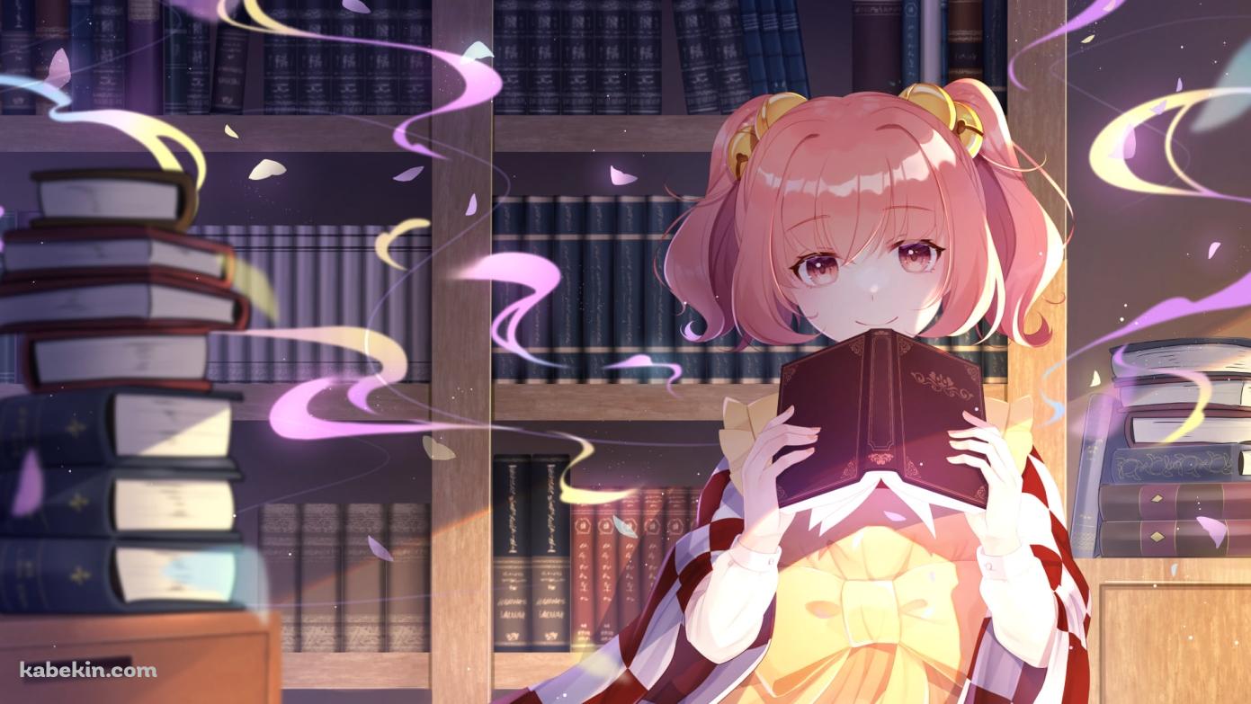 図書館で赤い辞典を読む本居小鈴（もとおり こすず） / 東方の壁紙(1391px x 783px) 高画質 PC・デスクトップ用