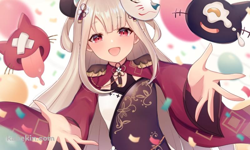 笑顔で両手を広げる奈羅花 (ならか) / にじさんじ / バーチャルYouTuber / Vtuberの壁紙(800px x 480px) 高画質 PC・デスクトップ用