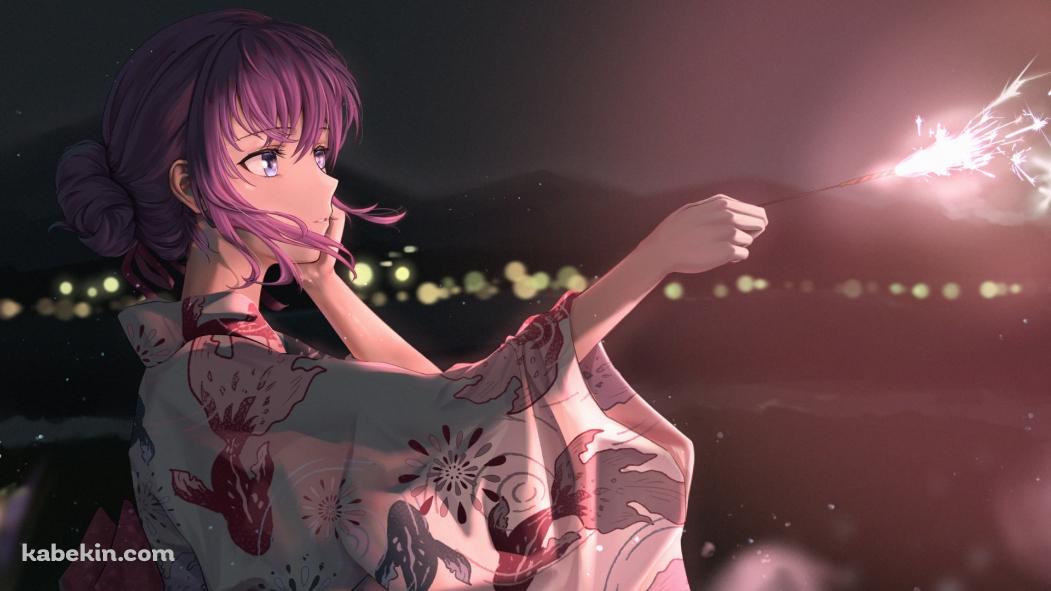 金魚のイラストが描かれた浴衣を着た間桐桜（まとうさくら） / フェイト／ステイナイトの壁紙(1051px x 591px) 高画質 PC・デスクトップ用