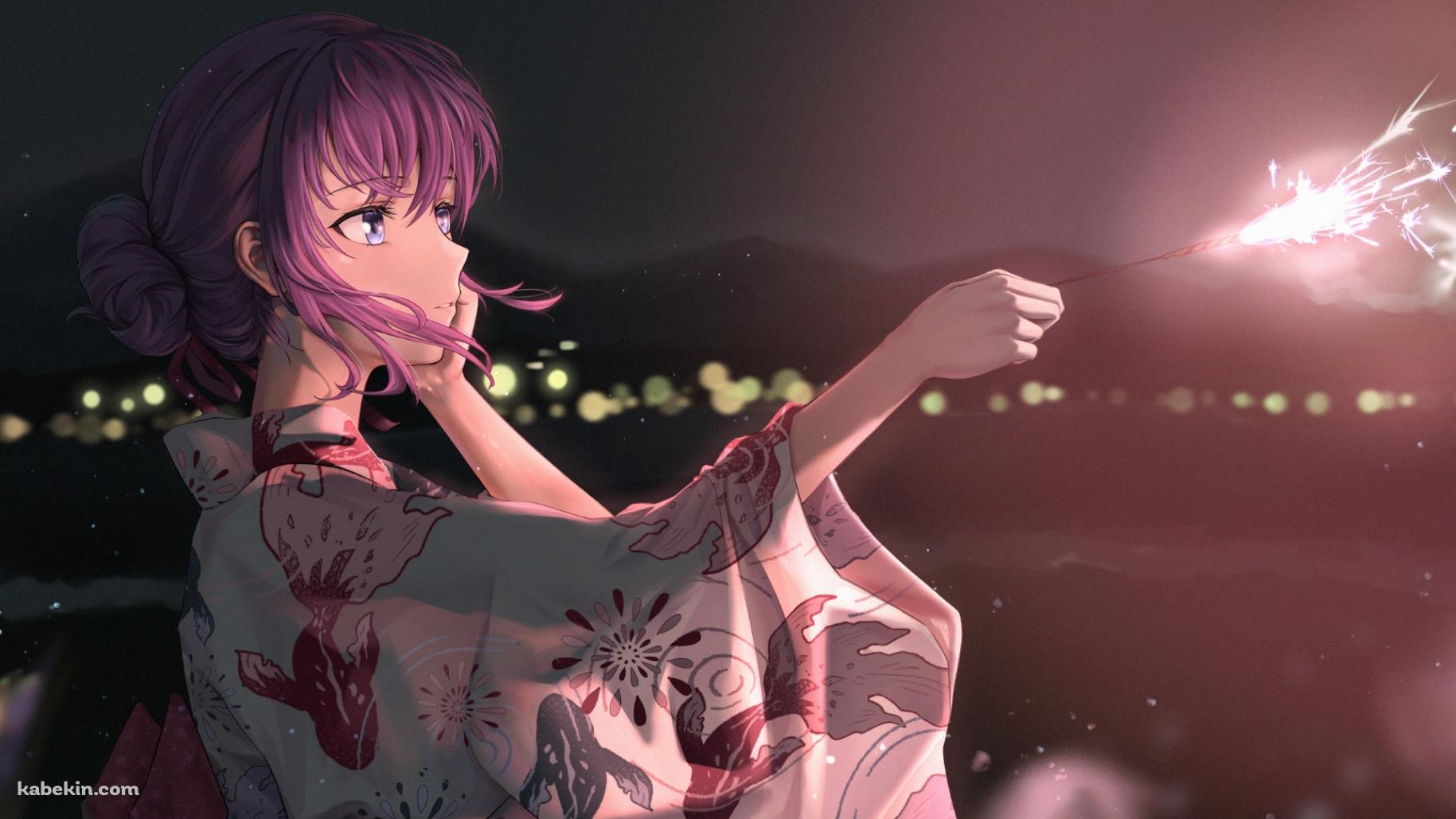 金魚のイラストが描かれた浴衣を着た間桐桜（まとうさくら） / フェイト／ステイナイトの壁紙(1829px x 1029px) 高画質 PC・デスクトップ用