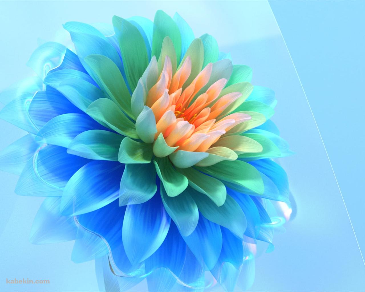 青・緑・オレンジのダリアの花 / デジタルアートの壁紙(1280px x 1024px) 高画質 PC・デスクトップ用