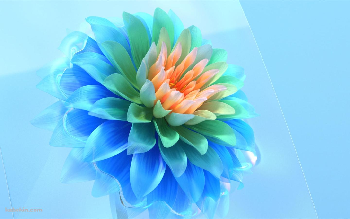 青・緑・オレンジのダリアの花 / デジタルアートの壁紙(1440px x 900px) 高画質 PC・デスクトップ用