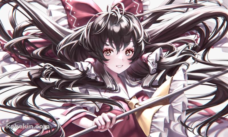 長い髪がウネウネしてる博麗霊夢 / 東方の壁紙(800px x 480px) 高画質 PC・デスクトップ用