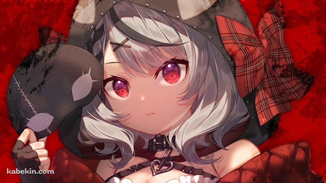 黒い仮面を持つ可愛い沙花叉クロヱ / 赤いチェックのリボン / ホロライブ / バーチャルYouTuber / Vtuberの壁紙(1051px x 591px) 高画質 PC・デスクトップ用