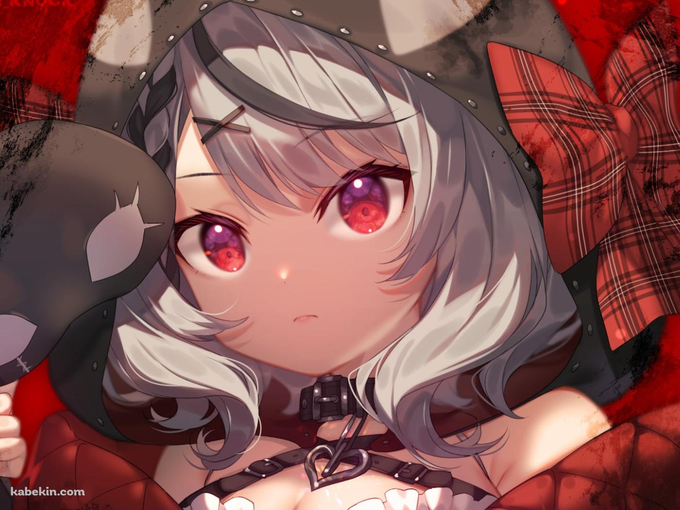 黒い仮面を持つ可愛い沙花叉クロヱ / 赤いチェックのリボン / ホロライブ / バーチャルYouTuber / Vtuberの壁紙(1400px x 1050px) 高画質 PC・デスクトップ用