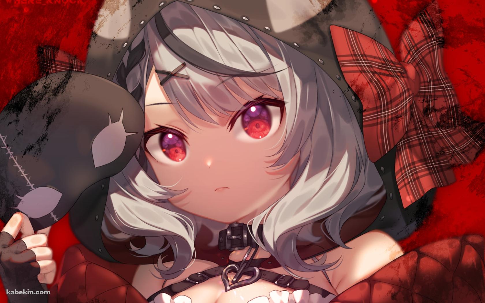 黒い仮面を持つ可愛い沙花叉クロヱ / 赤いチェックのリボン / ホロライブ / バーチャルYouTuber / Vtuberの壁紙(1680px x 1050px) 高画質 PC・デスクトップ用