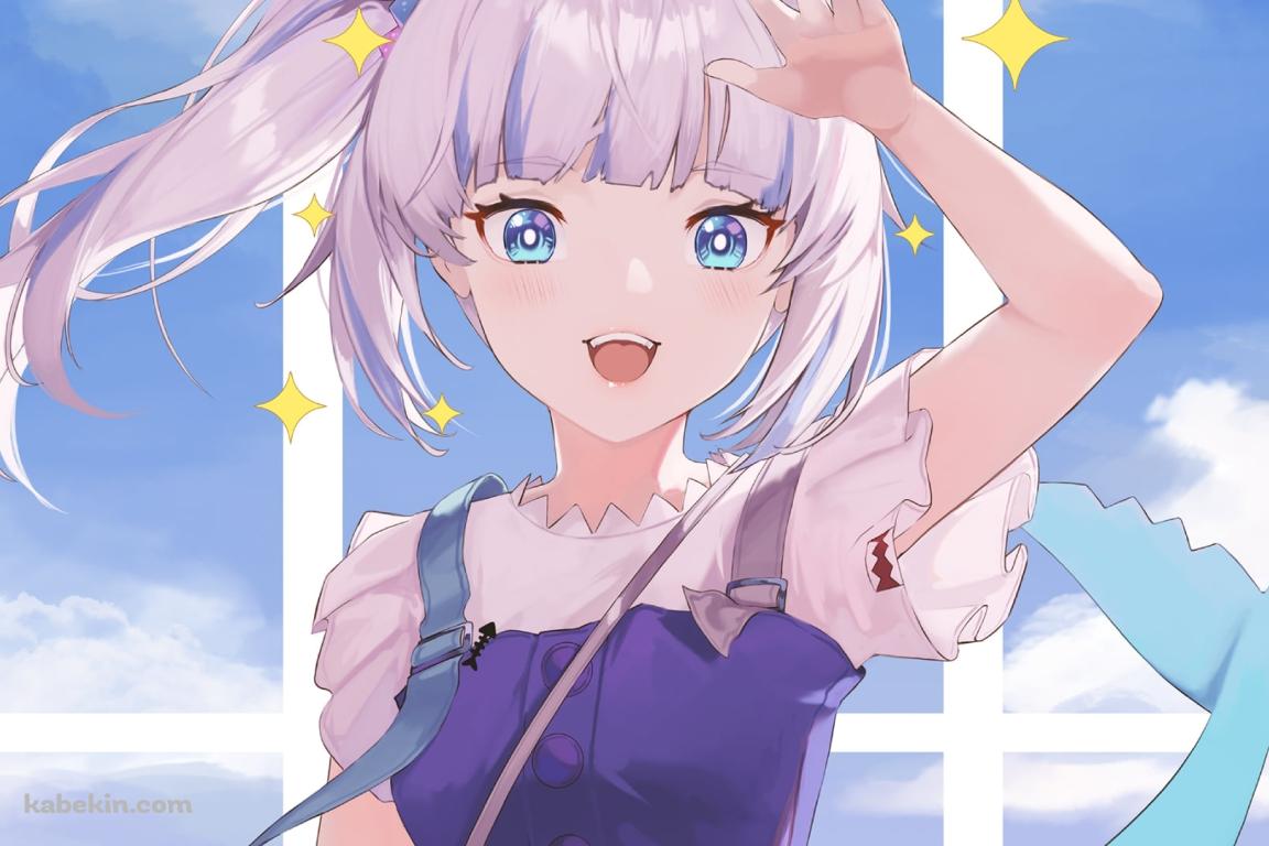 左手を挙げて挨拶をするキラキラのがうる・ぐら / ホロライブ / バーチャルYouTuber / Vtuberの壁紙(1152px x 768px) 高画質 PC・デスクトップ用