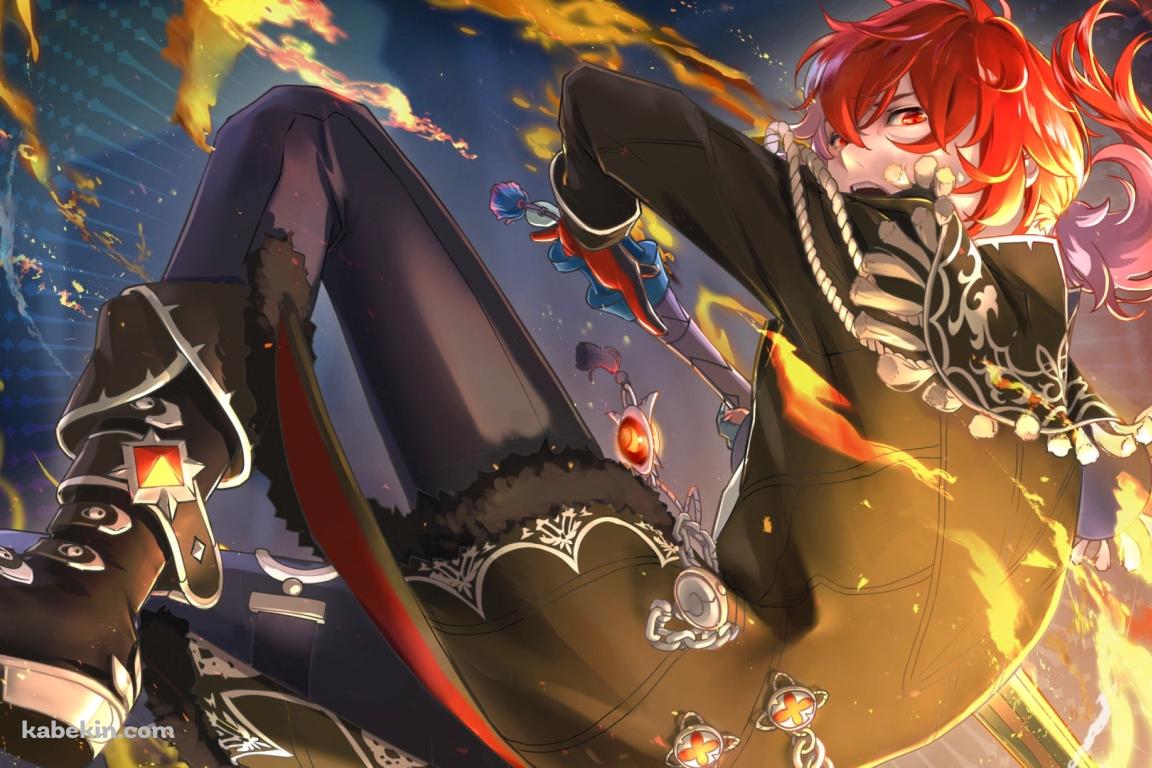 炎をまとい剣を振るうかっこいいディルック・ラグヴィンド / 原神の壁紙(1152px x 768px) 高画質 PC・デスクトップ用