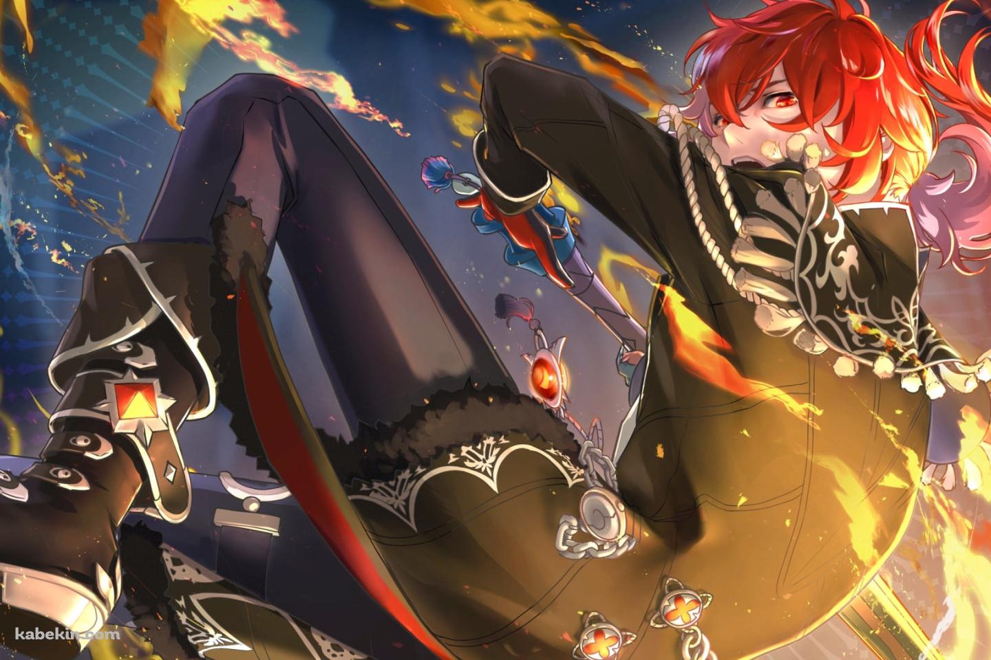 炎をまとい剣を振るうかっこいいディルック・ラグヴィンド / 原神の壁紙(1440px x 960px) 高画質 PC・デスクトップ用