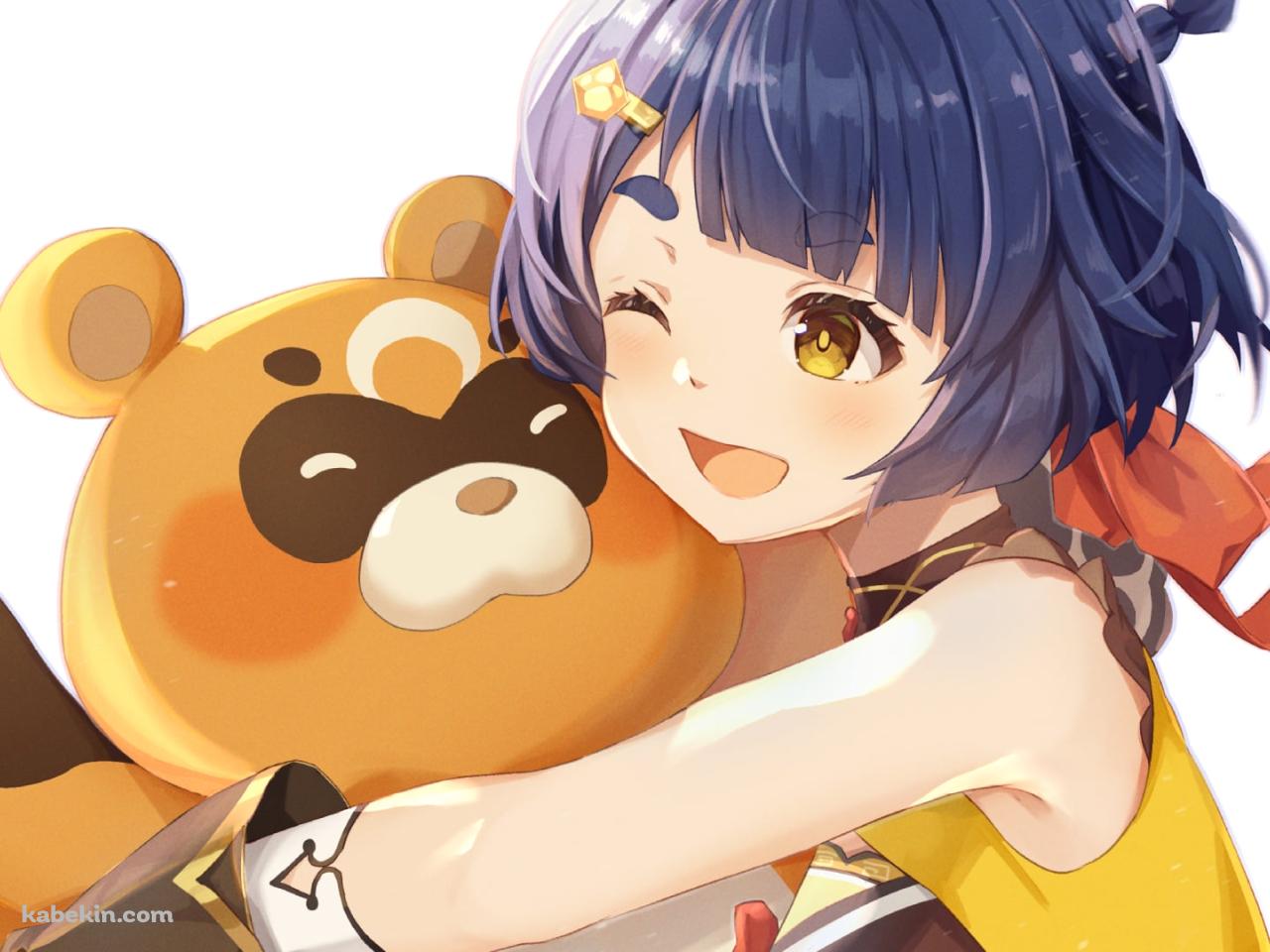 グゥオパァーに抱き着く香菱（しゃんりん） / 原神の壁紙(1280px x 960px) 高画質 PC・デスクトップ用