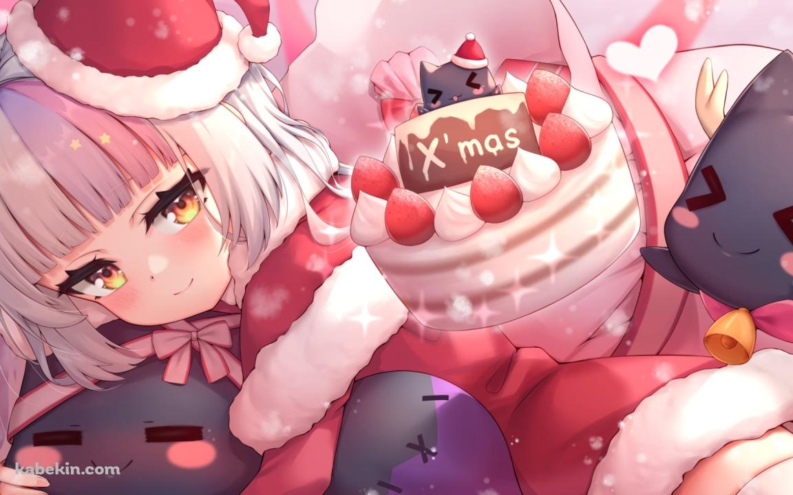 クリスマスケーキと紫咲シオン / サンタコス / ホロライブ / バーチャルYouTuber / Vtuberの壁紙(1152px x 720px) 高画質 PC・デスクトップ用