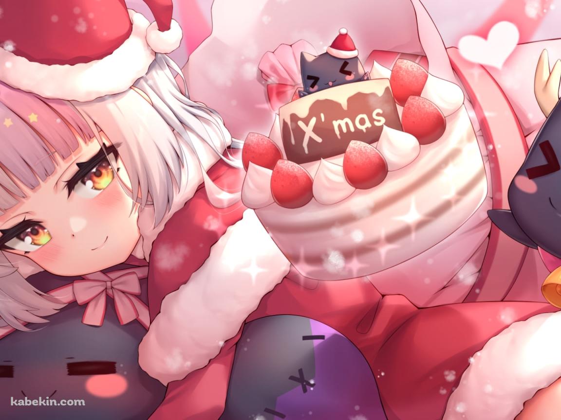 クリスマスケーキと紫咲シオン / サンタコス / ホロライブ / バーチャルYouTuber / Vtuberの壁紙(1152px x 864px) 高画質 PC・デスクトップ用