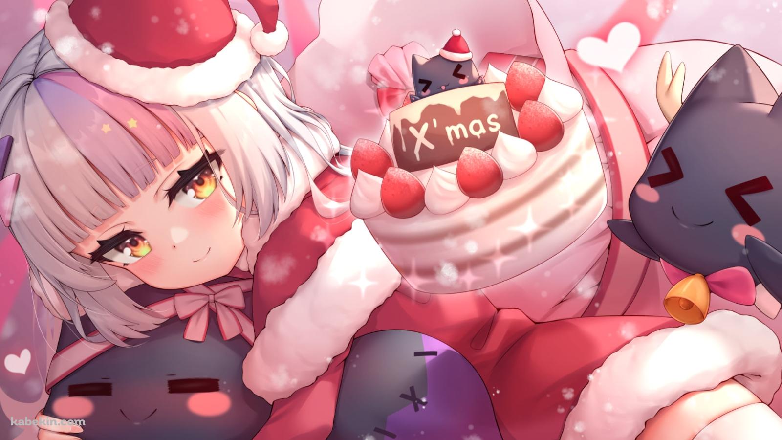 クリスマスケーキと紫咲シオン / サンタコス / ホロライブ / バーチャルYouTuber / Vtuberの壁紙(1600px x 900px) 高画質 PC・デスクトップ用