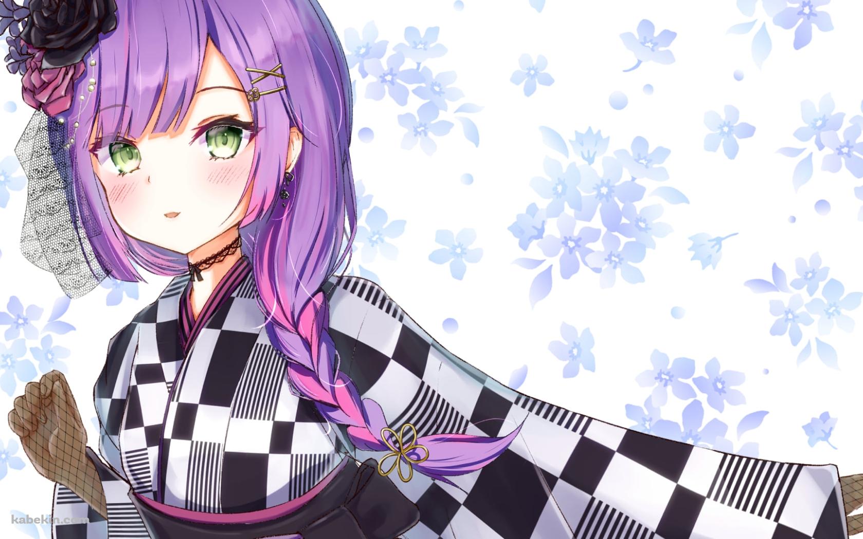 黒と白の着物を着た常闇トワ / ホロライブ / バーチャルYouTuber / Vtuberの壁紙(1680px x 1050px) 高画質 PC・デスクトップ用