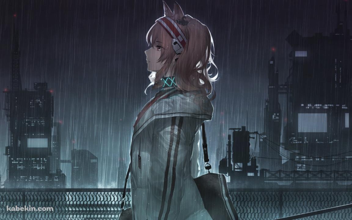 雨の中、立ち尽くすアンジェリーナ / アークナイツの壁紙(1152px x 720px) 高画質 PC・デスクトップ用