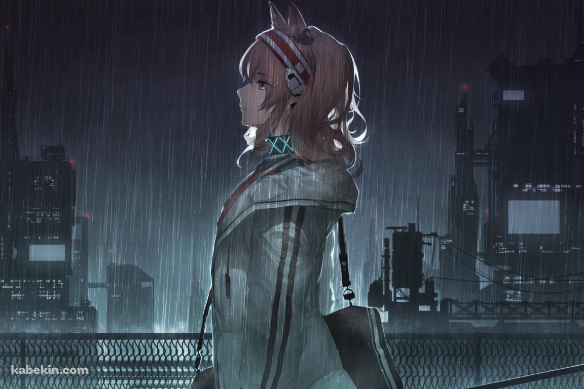 雨の中、立ち尽くすアンジェリーナ / アークナイツの壁紙(1152px x 768px) 高画質 PC・デスクトップ用