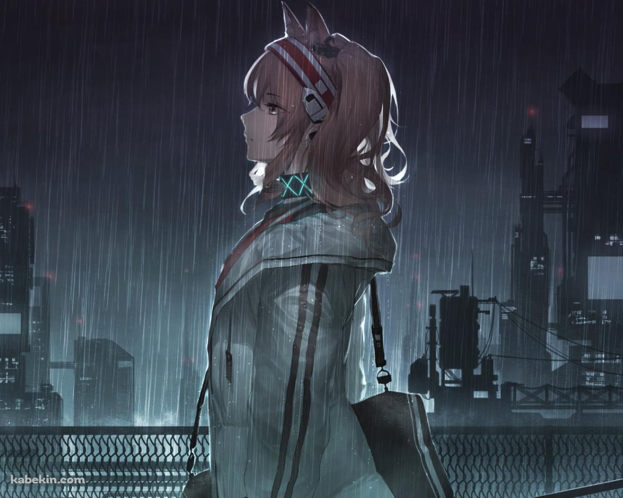 雨の中、立ち尽くすアンジェリーナ / アークナイツの壁紙(1280px x 1024px) 高画質 PC・デスクトップ用