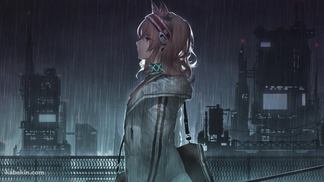 雨の中、立ち尽くすアンジェリーナ / アークナイツの壁紙(1280px x 720px) 高画質 PC・デスクトップ用