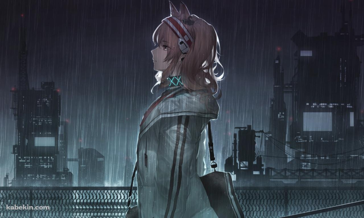 雨の中、立ち尽くすアンジェリーナ / アークナイツの壁紙(1280px x 768px) 高画質 PC・デスクトップ用