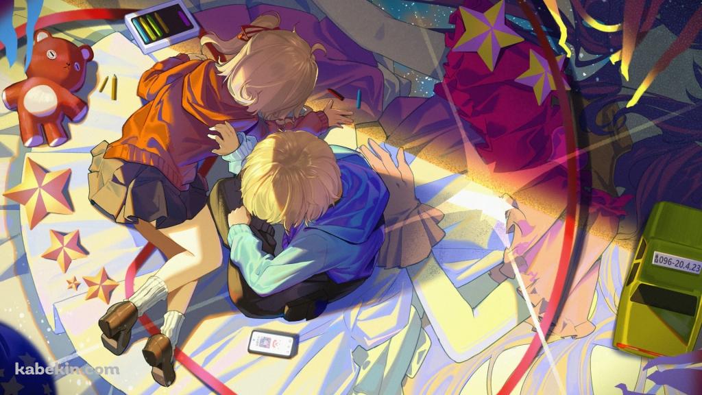 暇つぶしに絵を描く星野ルビーと星野アクア / 推しの子の壁紙(1024px x 576px) 高画質 PC・デスクトップ用